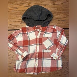Zara Kids Red and Gray Button Down Hoodie